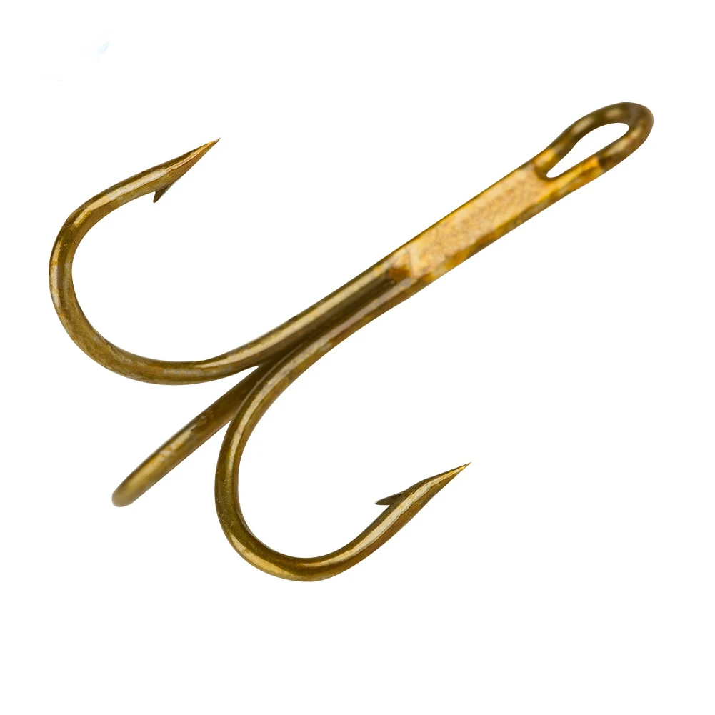 

FREE FISHER 100pcs Fishing Hooks 3551 Triple Hooks High Carbon Steel Sharp Treble Hooks with Eye Bronze Fishhook for Sea Fishing