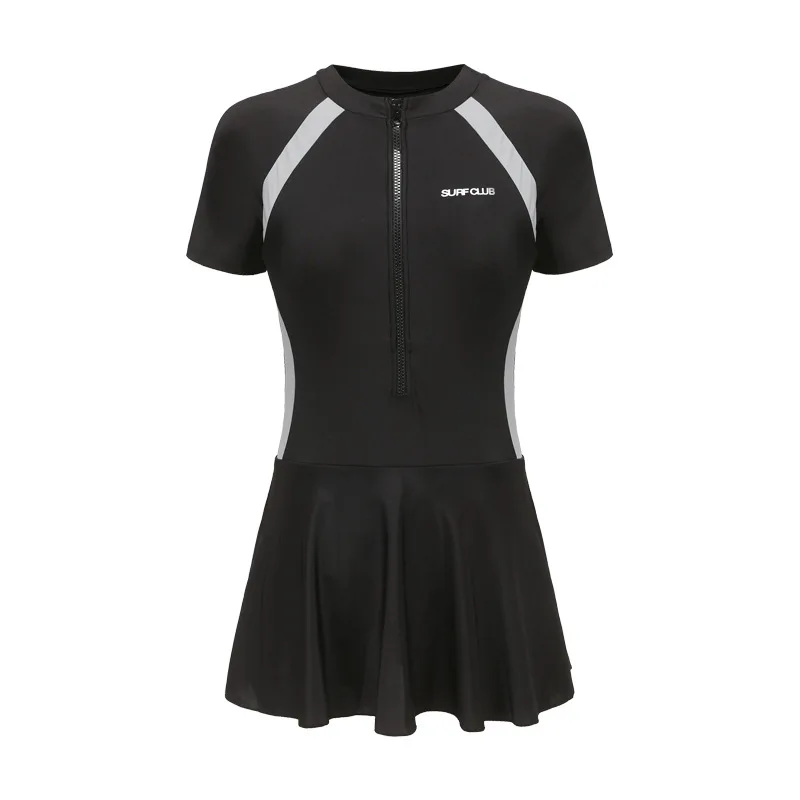 Women Swimsuit Summer One Piece Swimsuit Flat Submersible Swimsuit Sexy High Waist Swimsuit Short Sleeves Bathing Suit