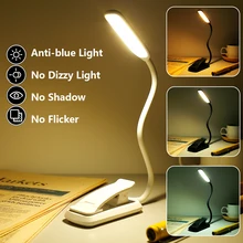 

LED Clip Light Rechargeable Book Light 3 Colors Eye-protection Table Light 360°Gooseneck Night Light Reading Lamp in Bed