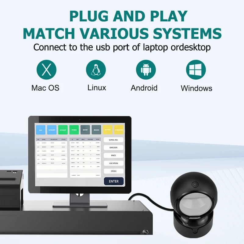 NETUM Omnidirectional 2D Barcode Scanner Image Platform Desktop Scanner 1D 2D QR code reader USB Omnidirectional High-speed