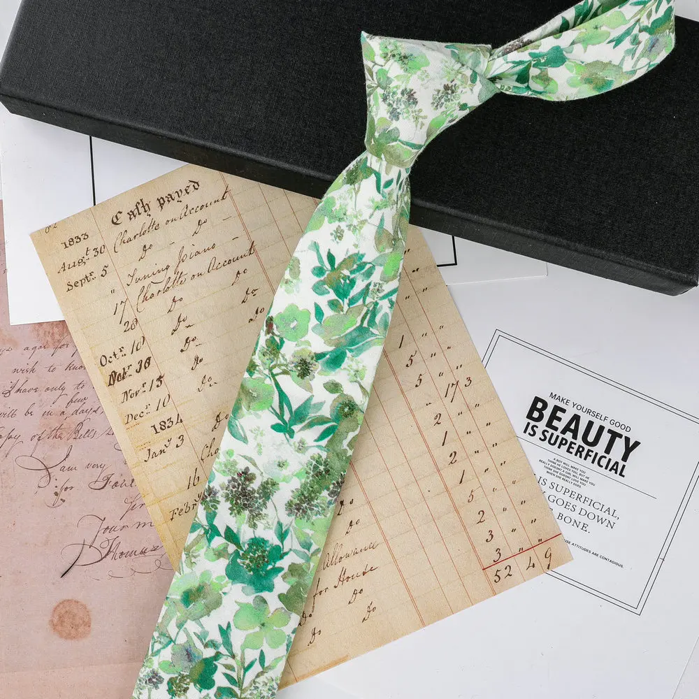 Neue 6CM Herren-Krawatte mit Druckmustern, klassische Krawatten für Männer, Bräutigam, Baumwolle, Hochzeit, Blumenmuster, Business-Hemden, Krawatten-Accessoires – Detail 11