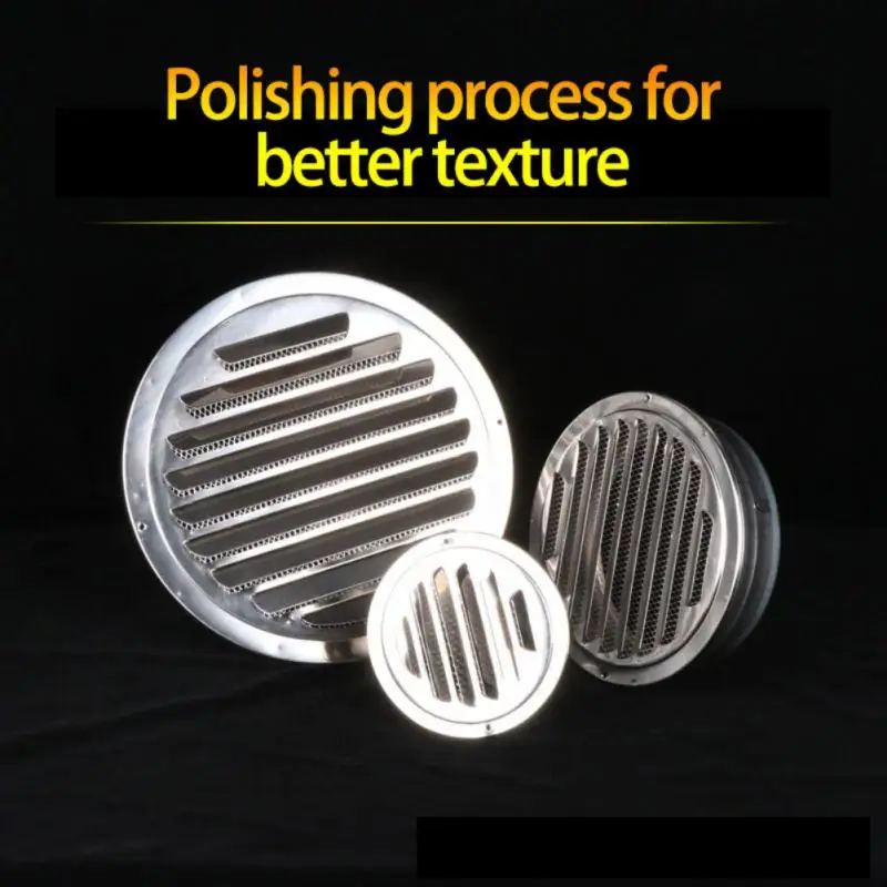 100/120/150/200mm Round Stainless Steel Air Vent Grille Insect Protection Home Exterior Wall Ducting Ventilation Tool