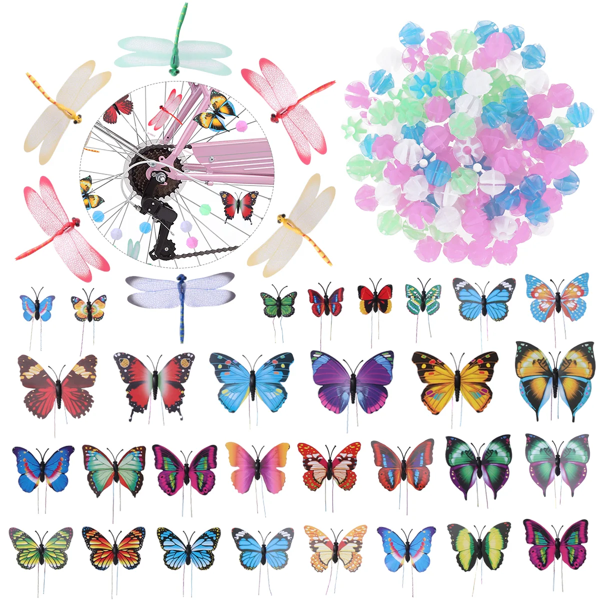 

WINOMO Set of/144pcs Durable Colorful Plastic Clips Bicycle Decor Wheel Spoke Beads Cycling Accessories Round Beads