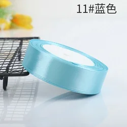 Elegant Silk Satin Ribbons for Crafts & Gift Wrapping - 22m Roll in Various Widths (Lake blue)