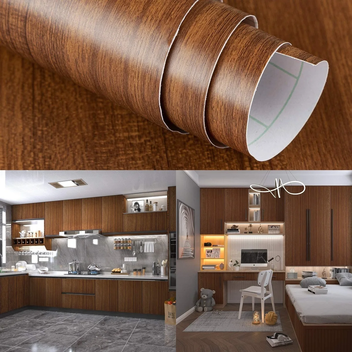 TOTIOBrownWoodWallStickerForHomeDecorationVinylPaper