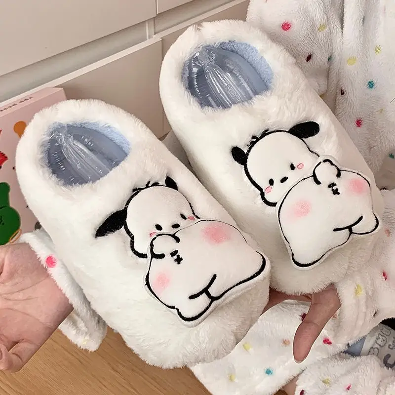 

Kawaii Sanrio Anime Cotton Slipper Cute Pochacco Cartoon Plush Keep Warm and Non-Slip Soft Lightweight Home Shoes Gift for Girls
