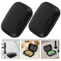 2Pcs Travel Soap Box Sealing Waterproof Seal Buckle Portable Soap Dish Soap Basket Soap Holder for Men Women Home Black 2