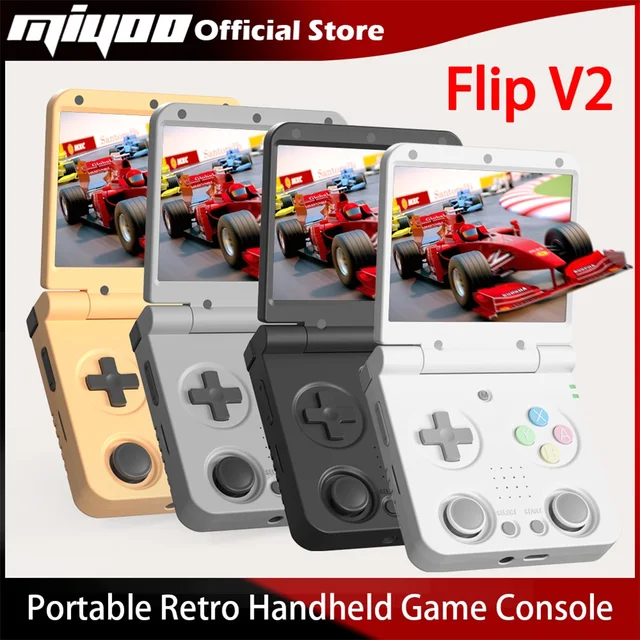 MIYOO Flip V2 Retro Handheld Game Console With Metal Hinge 3.5''IPS Screen Compact Portable Game Machine Dual analog sticks Gift