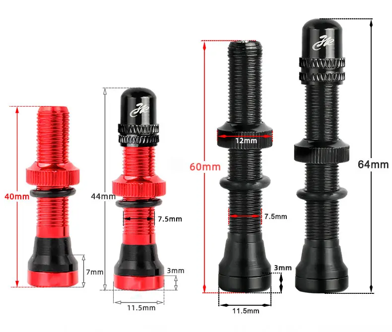 Deemount 2 Stück Schrader A/V-Ventile 40/60 mm CNC-gefräst eloxiert für MTB-Rennrad-Schlauchlose Felgen – Detail 3