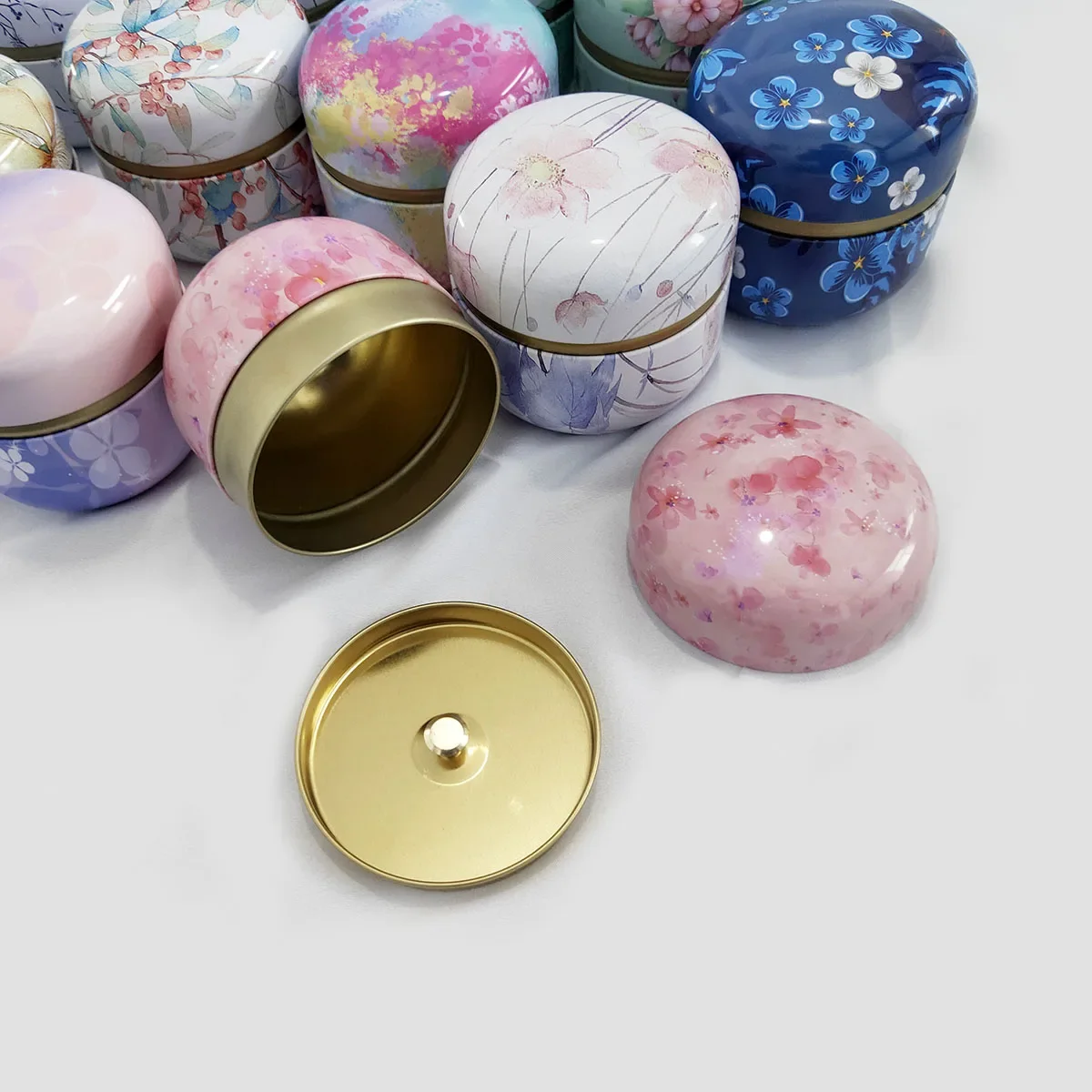 Tea Tin Box Tea Canister Mini Tea Box Storage Containers Tea Coffee Tins Flowers Pattern Food Storage Box for Herb Candy Chocolate Sugar Spices Candle