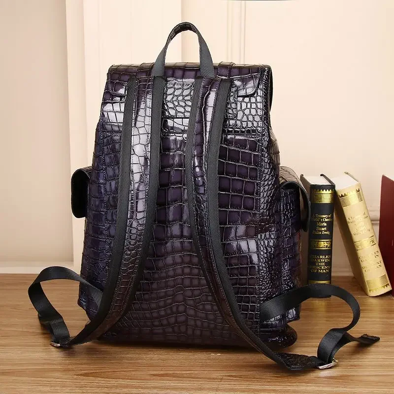 2024 New Luxury Brand Real Genuine Leather Men Alligator Backpacks Student Backpack Boy Luxury 15.6 Inch Computer Laptop Bag 5
