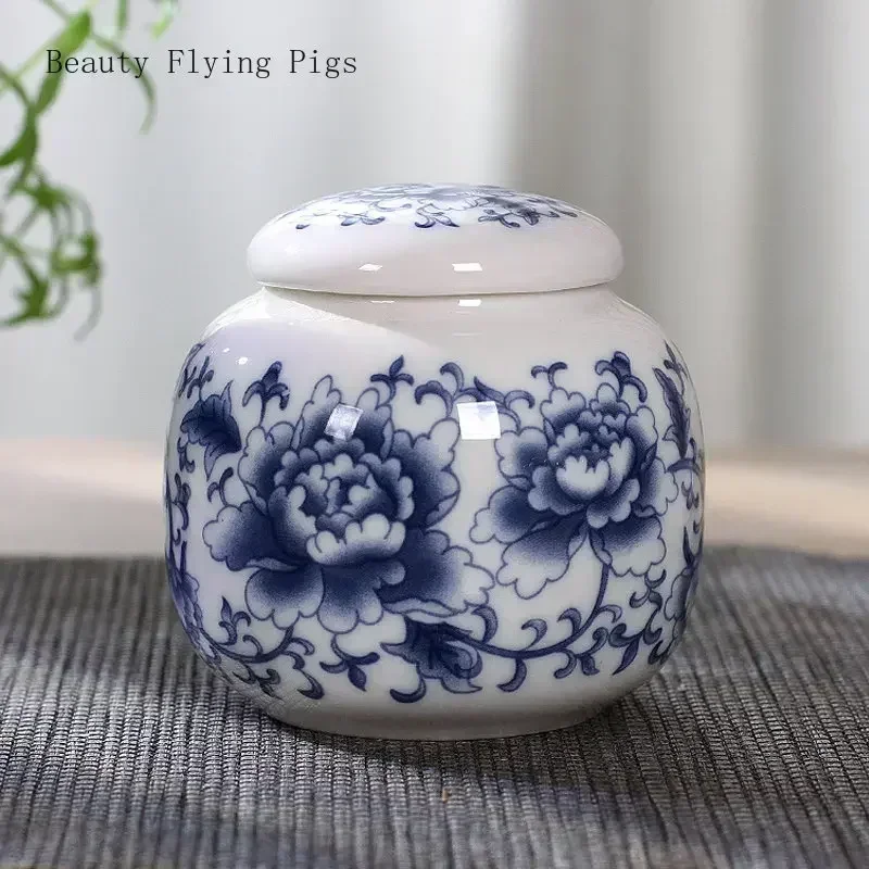 8x8cm Ceramic White Porcelain Small Snack Sealed Tea Can Portable Medicine Can Storage tea canister ceramic storage jar airtight container