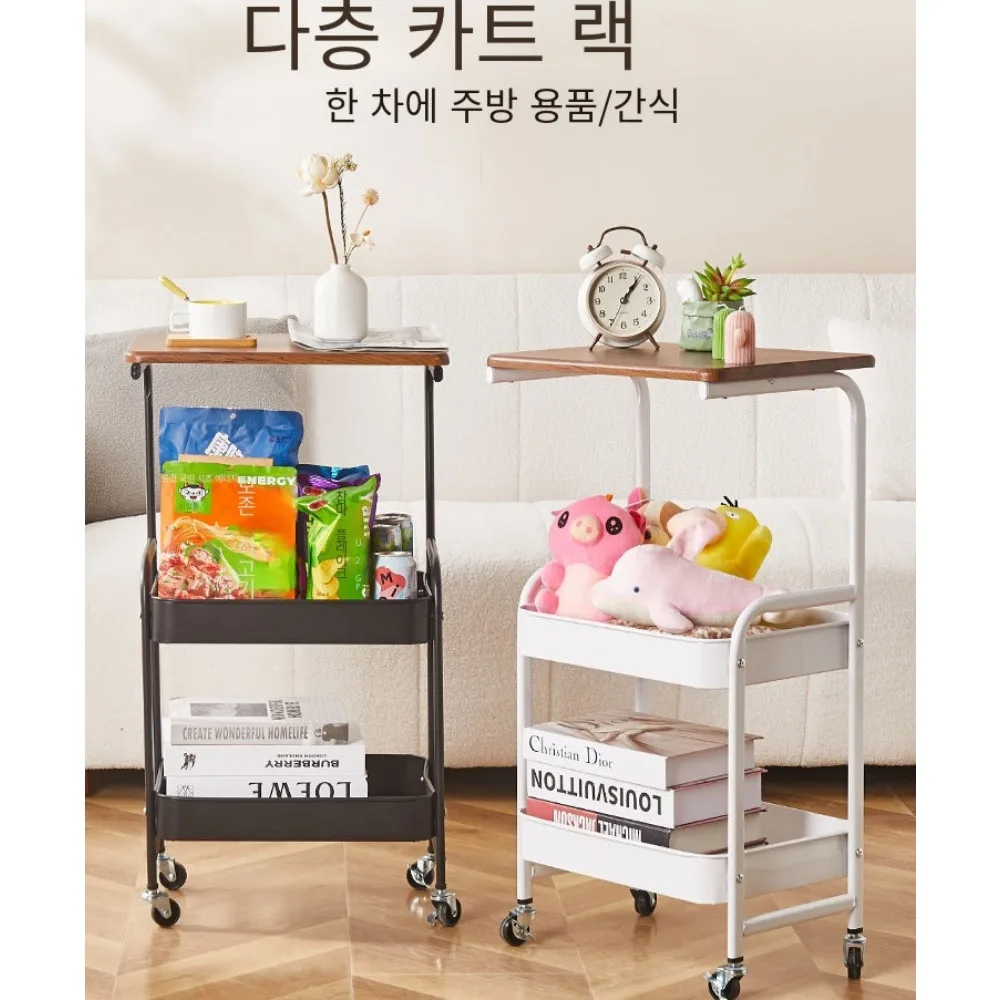 Mobile Storage Rack Floor Standing Multi-layer Bathroom Kitchen Living Room Storage Rack with Wheels