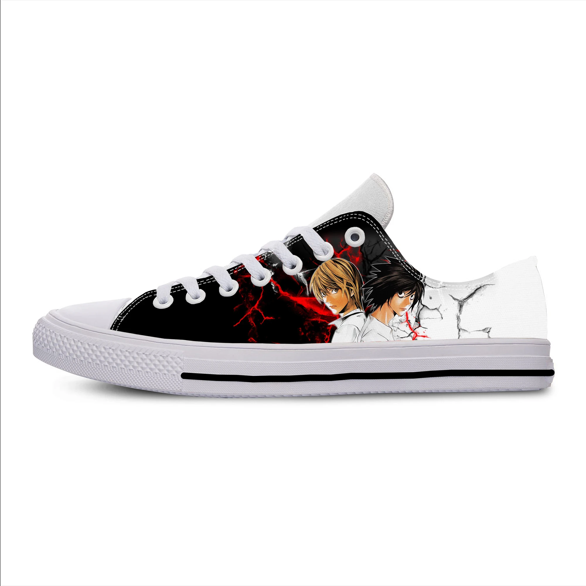 

Anime Cartoon Death Note L Lawliet Yagami Light Casual Cloth Shoes Low Top Lightweight Breathable 3D Print Men Women Sneakers