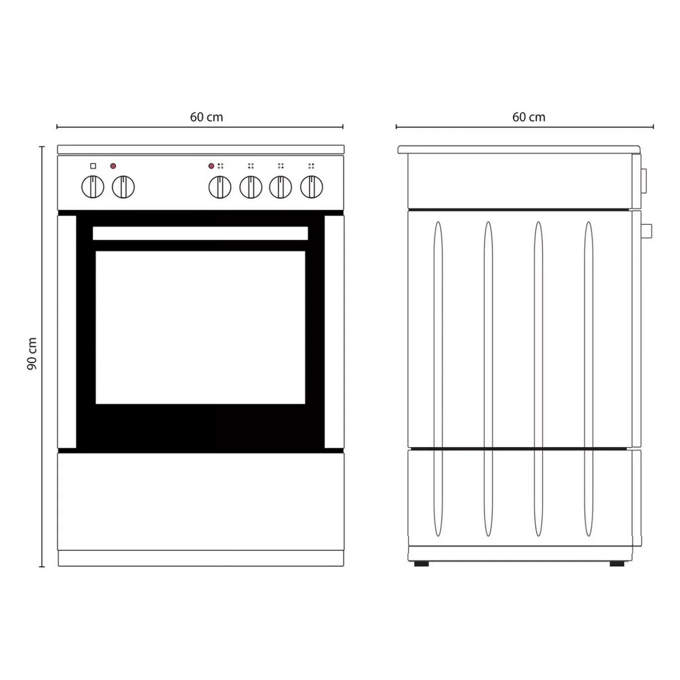 60cm 60cm Free Standing Gas Oven with 4 Gas Cooker Silver White Free Standing Oven