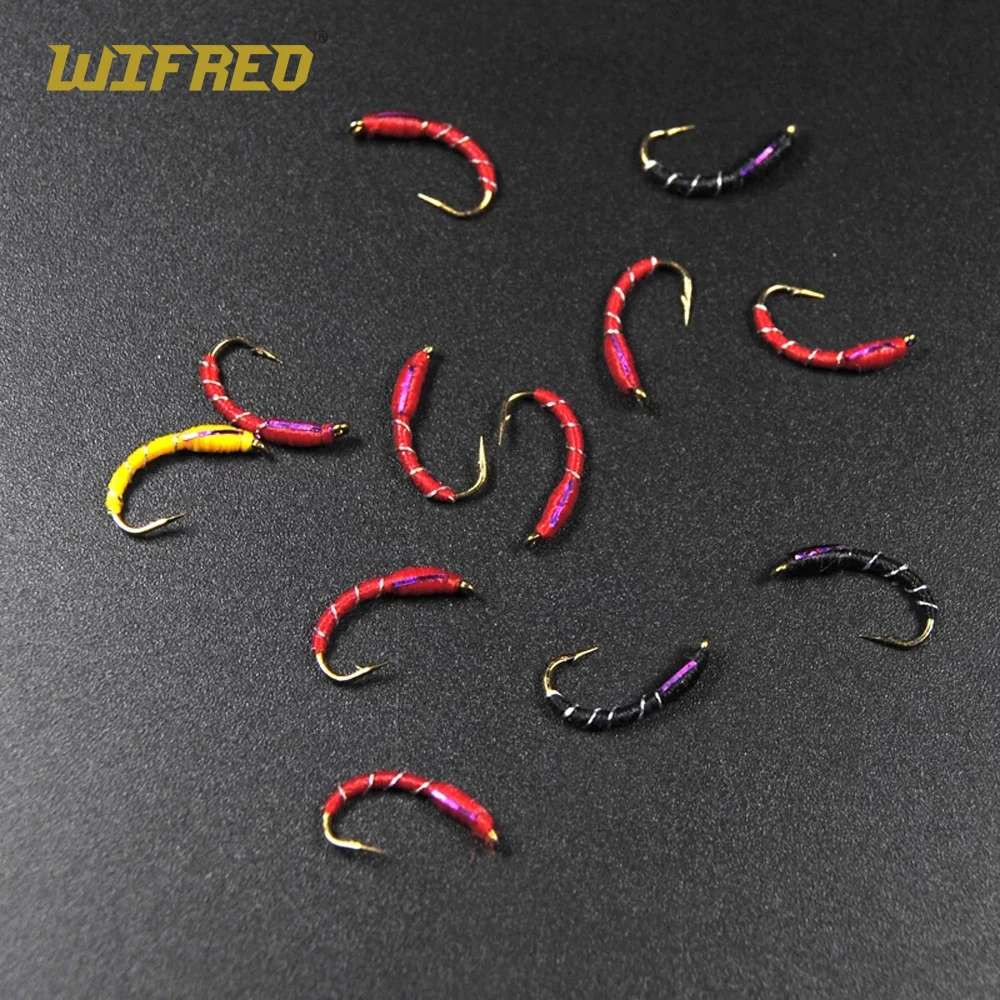 Wifreo 10PCS 12 Caddis Larva Chironomid Midge Pupa Buzzer Zebra Nymph