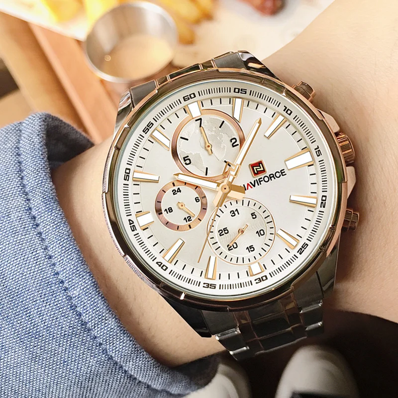 Quartz Watches For Men Luxury Classic Casual Business Waterproof Clock Date Week Display Stainless Steel Mens Watch Reloj Hombre