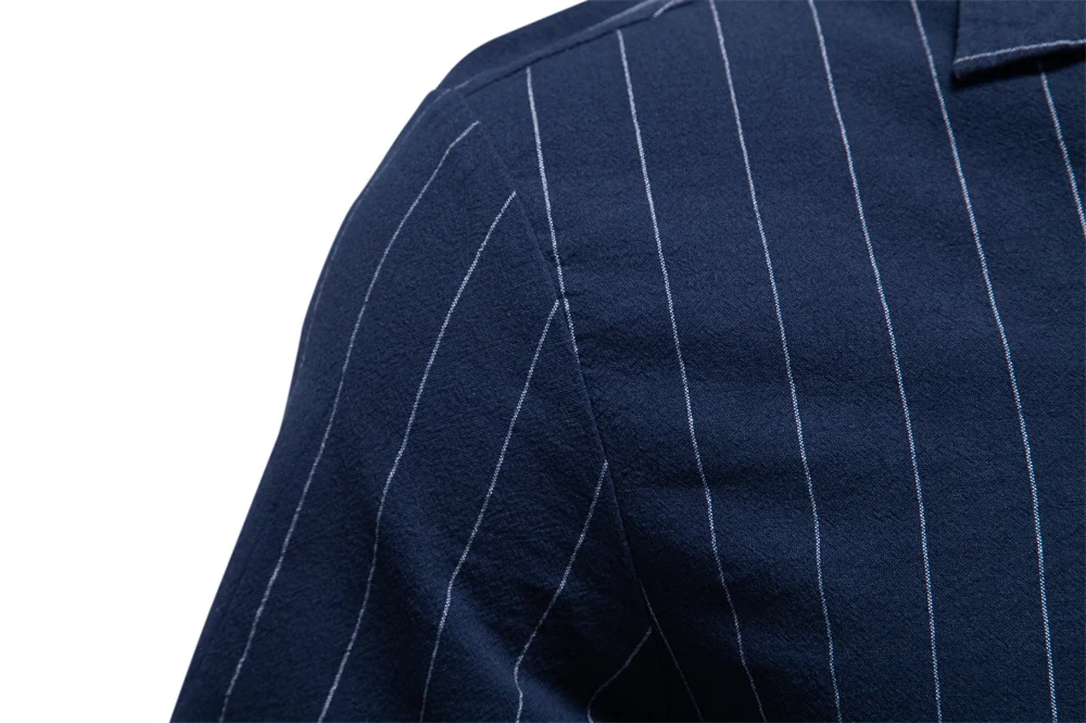 AIOPESON Men's Casual Stripe Design Shirt Short Sleeve Button Pocket Cotton Soft Breathable Lightweight Summer Daily Wear