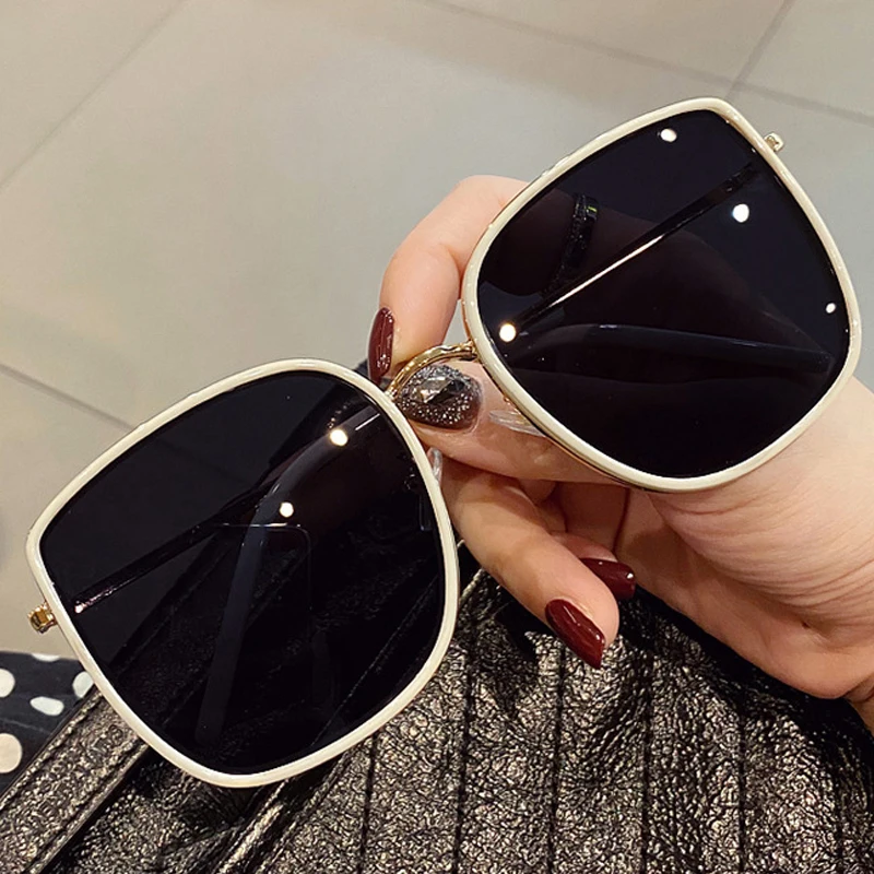 Korean New Fashion Oval Cat Eye Sunglasses Lady Metal Rimless shades Luxury Sunglasses Female Driving Glasses zonnebril dames