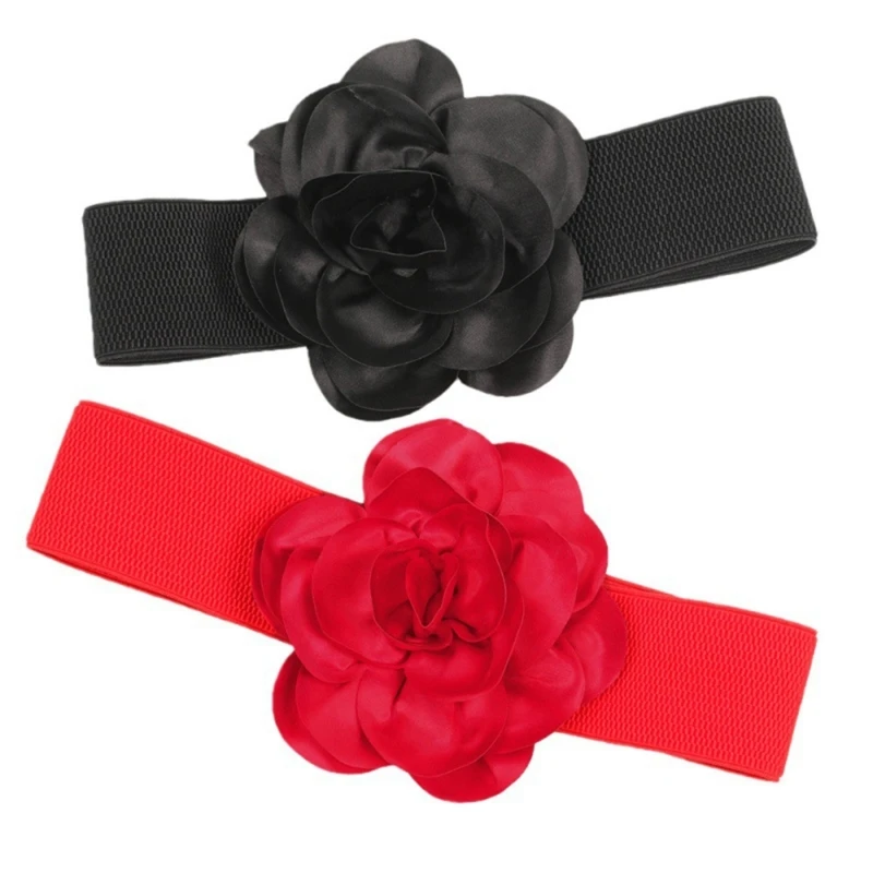 

Flower Waist Belt For Dress Flower Decorative Belt Flower Elastic Belt Wide Belt Wide Dress Waistband Stretchy Belt