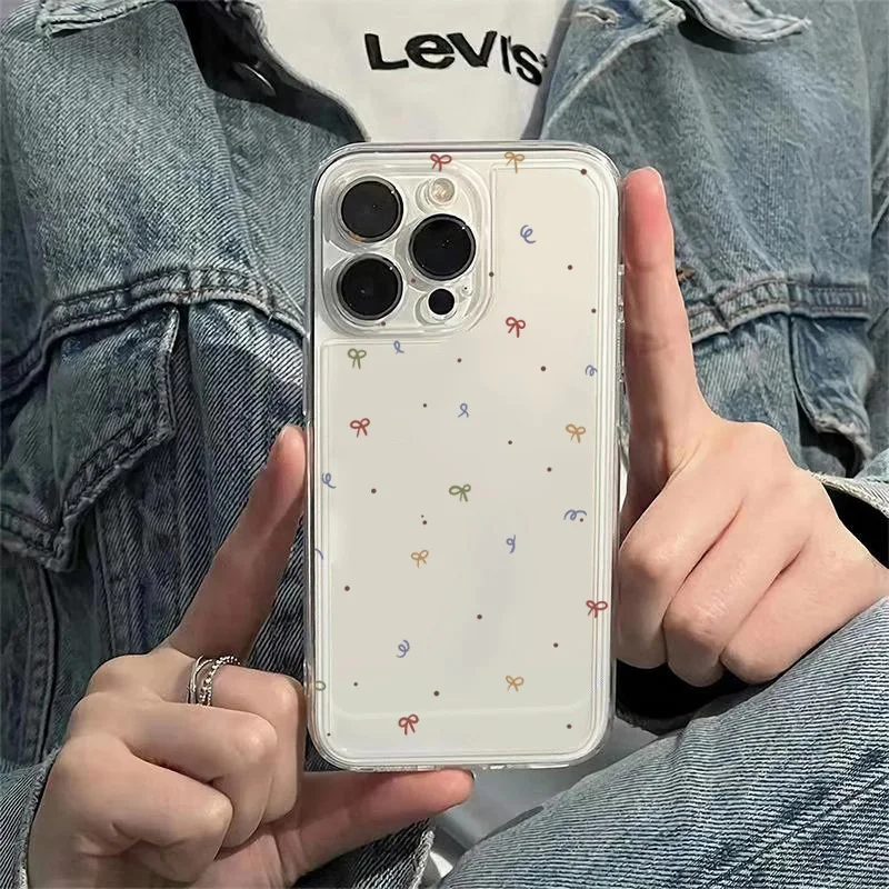 Colorful Small Bow Transparent Phone Case for iPhone 11 12 13 14 15 16 17 Air Pro Max Mini XR XS X 7 8 16E Plus SE2 Soft Cover — view 6
