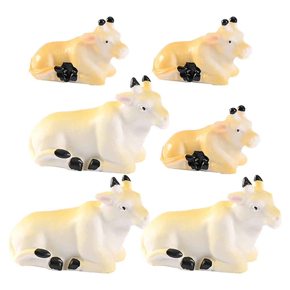

6 Pcs Calf Micro Landscape Tiny Cow Ornament Miniatures Garden Decor House