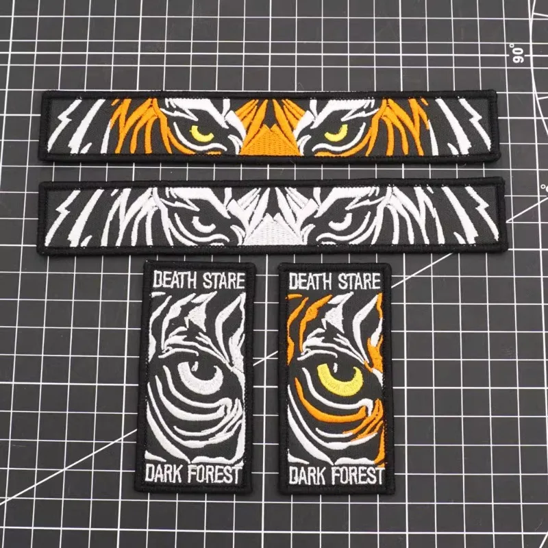 

DIY Tactical Tiger Patches Cute Embroidered Animal Armband Staring Tigers Morale Badge on Backpack Black Yellow Clothes Stickers