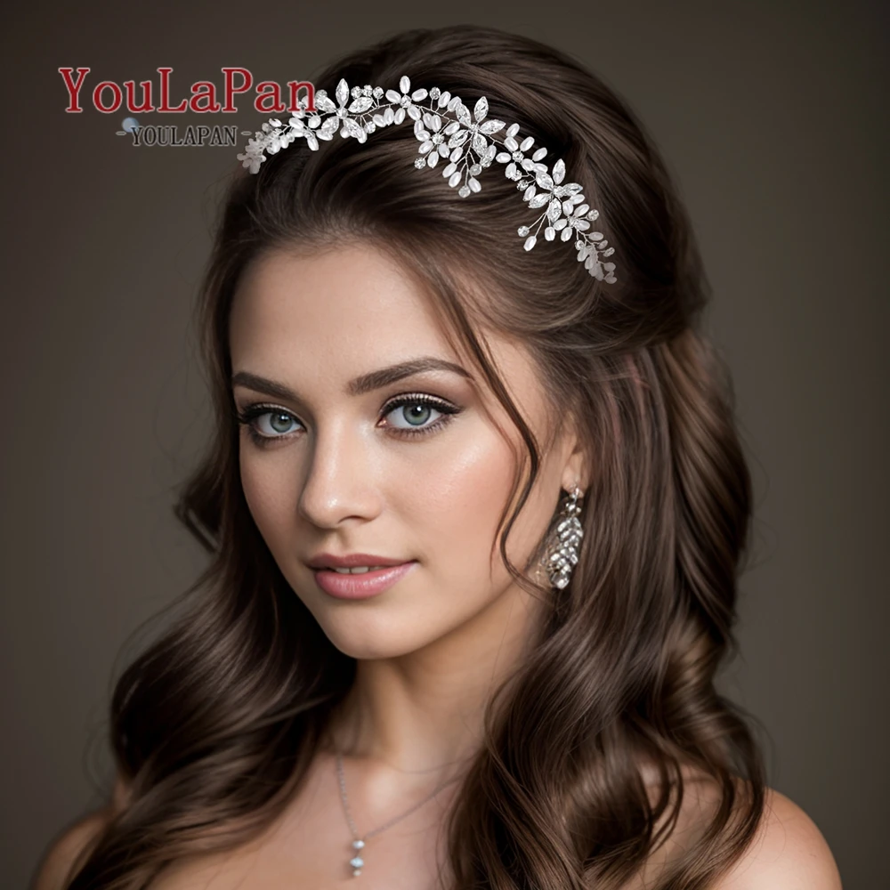 Pearl Wedding Headband with Comb Woman Hair Accessories Rhinestone Bride Headpiece Princess Tiara Bridesmaid Gift HP128