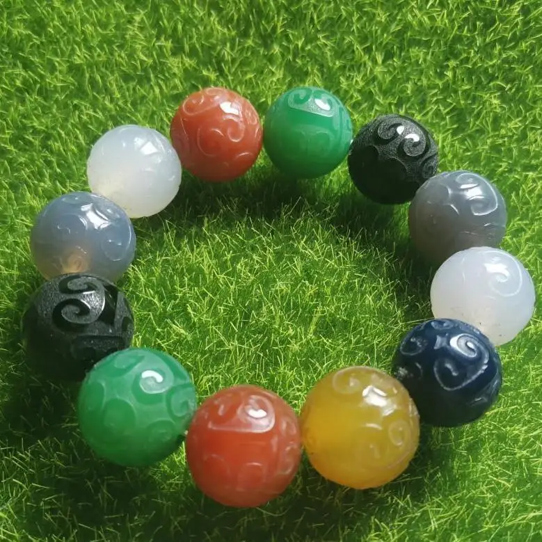 

Natural Multi-precious Agate Palisade Beads Single Ring Bracelet for Men's Beads Joker Bracelet