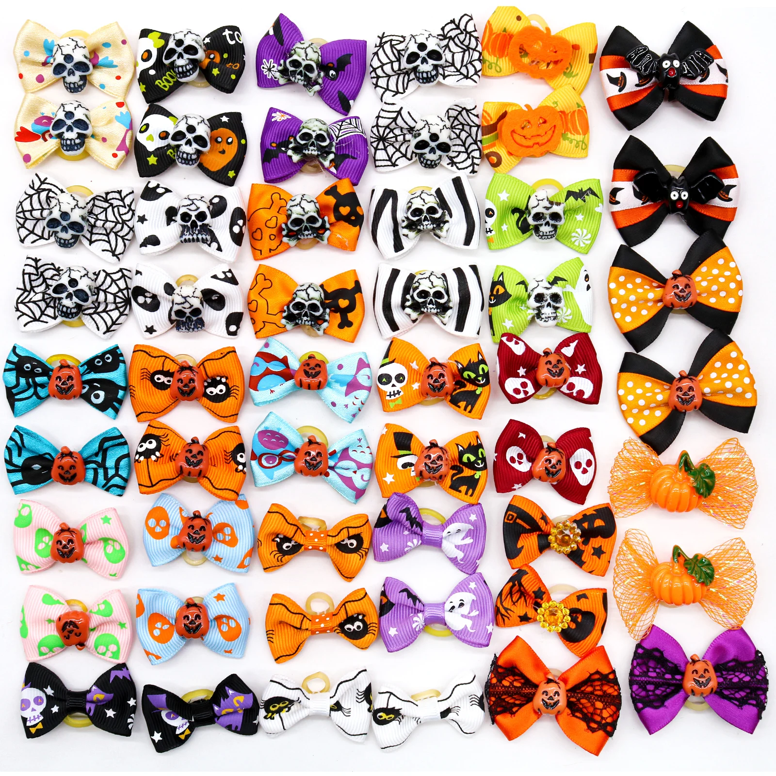 50PCS Dog Bows With Rubber Band Halloween Party Pet Bows For Dogs and Cats Removable Dog Hair Accessories Wholesale Pet Supplies 3