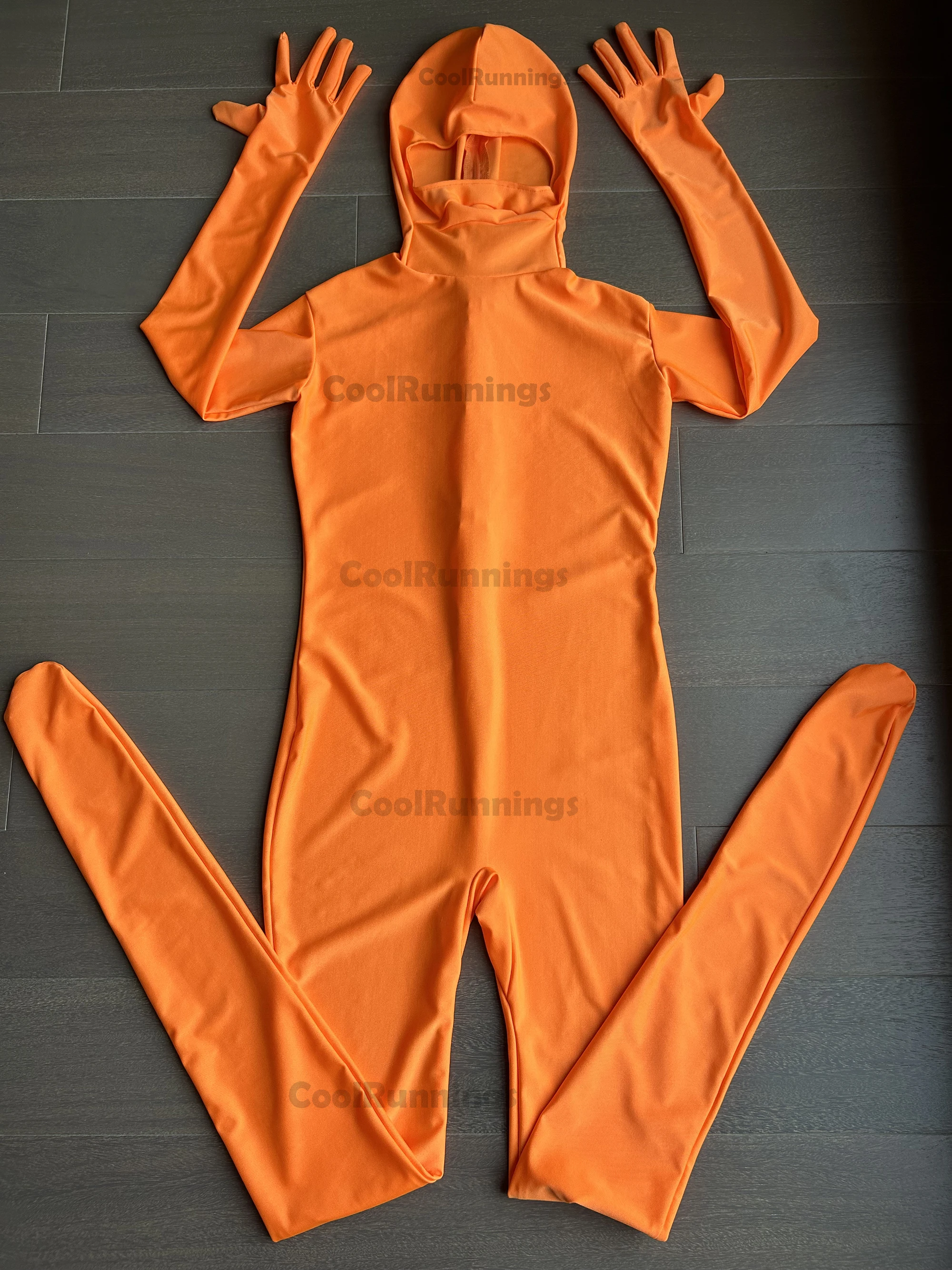 Orange Open face faceless face bare Unisex Spandex Bright 2nd Skin Zentai Costumes Bodysuit cosplay costume adult unitard