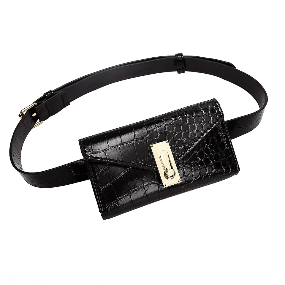 Mihaivin Women Luxury Waist Bag Black Leather Fanny Pack Female Crocodile Shoulder  Chest Bags Fashion Waist Pack Travel Belt Bag - AliExpress