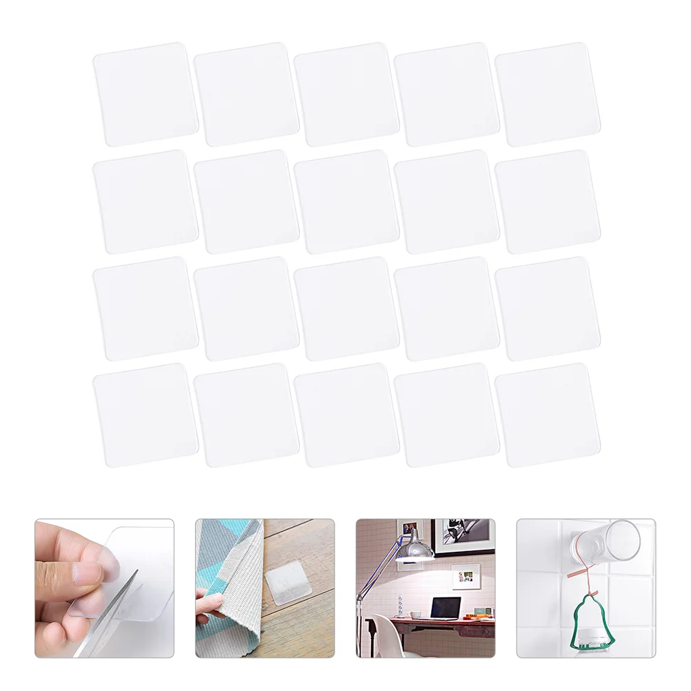 20 Pcs Double-Sided Transparent Tape Clear Glue Hook up Stickers Sticky Tapes Acrylic Pad