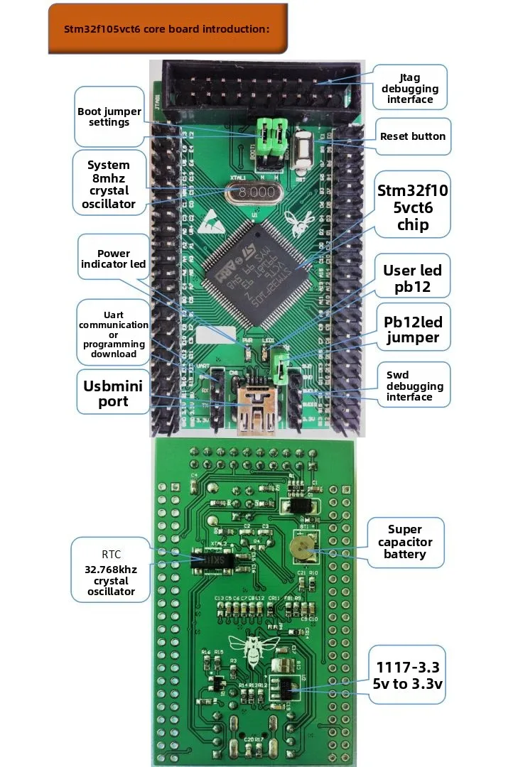 STM32F105VCT6 코어 보드 최소 시스템 개발 보드 학습 보드 STM32F105 미니