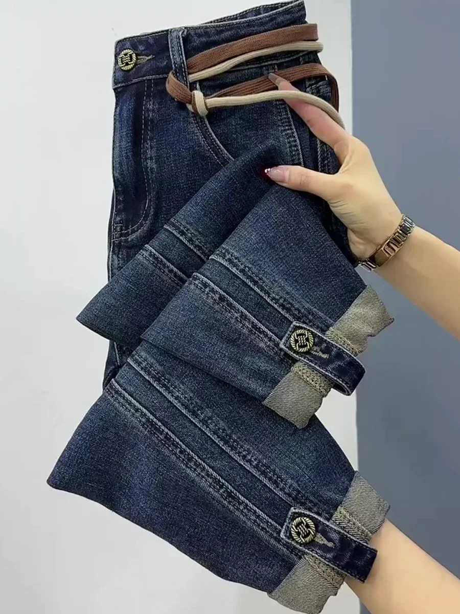 Y2k Jeans Pear-shaped Plus Size Women's Jeans Baggy Haren Pants 2023 New High Waist Elastic Slimming Pantalones De Mujer 1