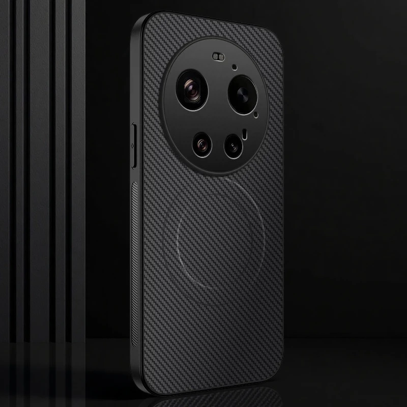 Magnetic Carbon Fiber Shockproof Leather-Texture Magsafe Phone Case