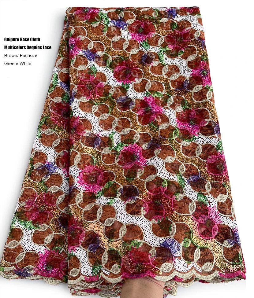 Premier Sequined Lace Guipure Embroidered Base Cloth Lovely African