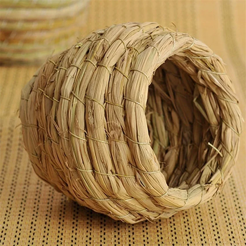 Nido per Uccelli in Paglia Naturale Intrecciato a Mano, Accogliente Cuccia per Piccioni e Pappagalli, Camera Calda per Animali Domestici, Decorazione per Gabbie da Esterno, Accessori per Uccelli - immagine 2