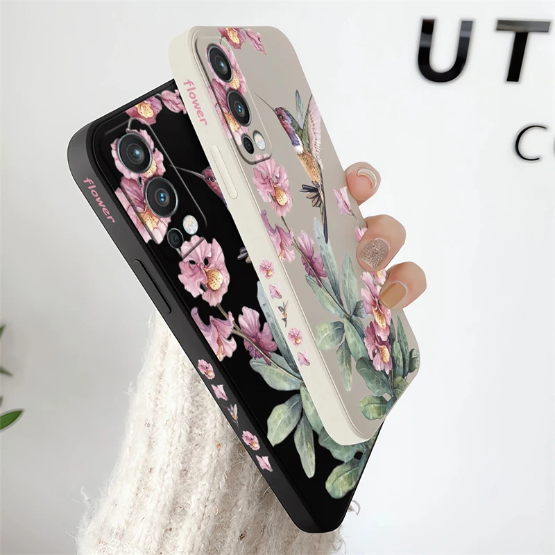 Soft Silicone Shockproof Case with Floral Bird Print