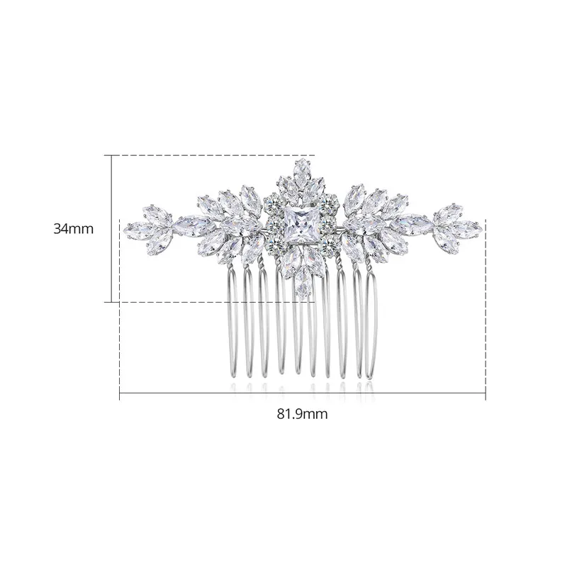 FXLRY Elegant Cubic Zirconia Bridal Haircomb Flower CZ Wedding Hair For Women Jewelry Accessories