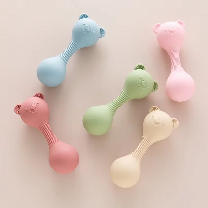 Baby Toys, Baby Rattle Toys, Kid Maracas-Rattles for Baby Silicone Maracas Cartoon Bear Sand Hammer 0-12 Months