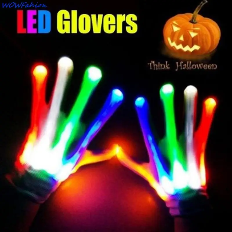 

1Pair Color Flashing Changing Luminous Gloves Stage Cheer Cool Led Gloves Night Running Bar Atmosphere Props Glowing Party Props