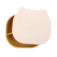 Cartoon Bear Baby Weaning Dishes BPA-Free Portable Toddler Feeding Tableware Easy Clean Anti-Slip Divided Dinner Plate