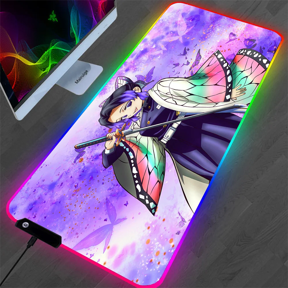 

Kimetsu no Yaiba RGB Computer Mouse Pad Large Gaming Mousepad XL Mouse Pads Gaming Mouse Pad PC Gamer 900x400 Rubber Desk Mat