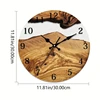 Classical Wood Grains Designs Wall Clock 30cm Quiet Mechanism Transparent Tempered Glass Clock for Bedroom and Kitchen 6