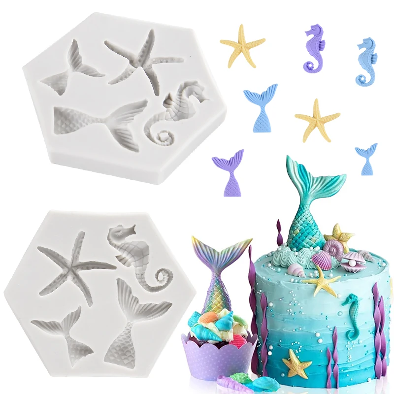 Summer Beach Theme Tiny Silicone Mold Set - 5 Pcs For DIY Chocolate, Candy, Fondant, Soap, Resin Crafts