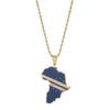 Africa Map & Cabo Verde Flag  Pendant Necklaces Gold Color Jewelry 1