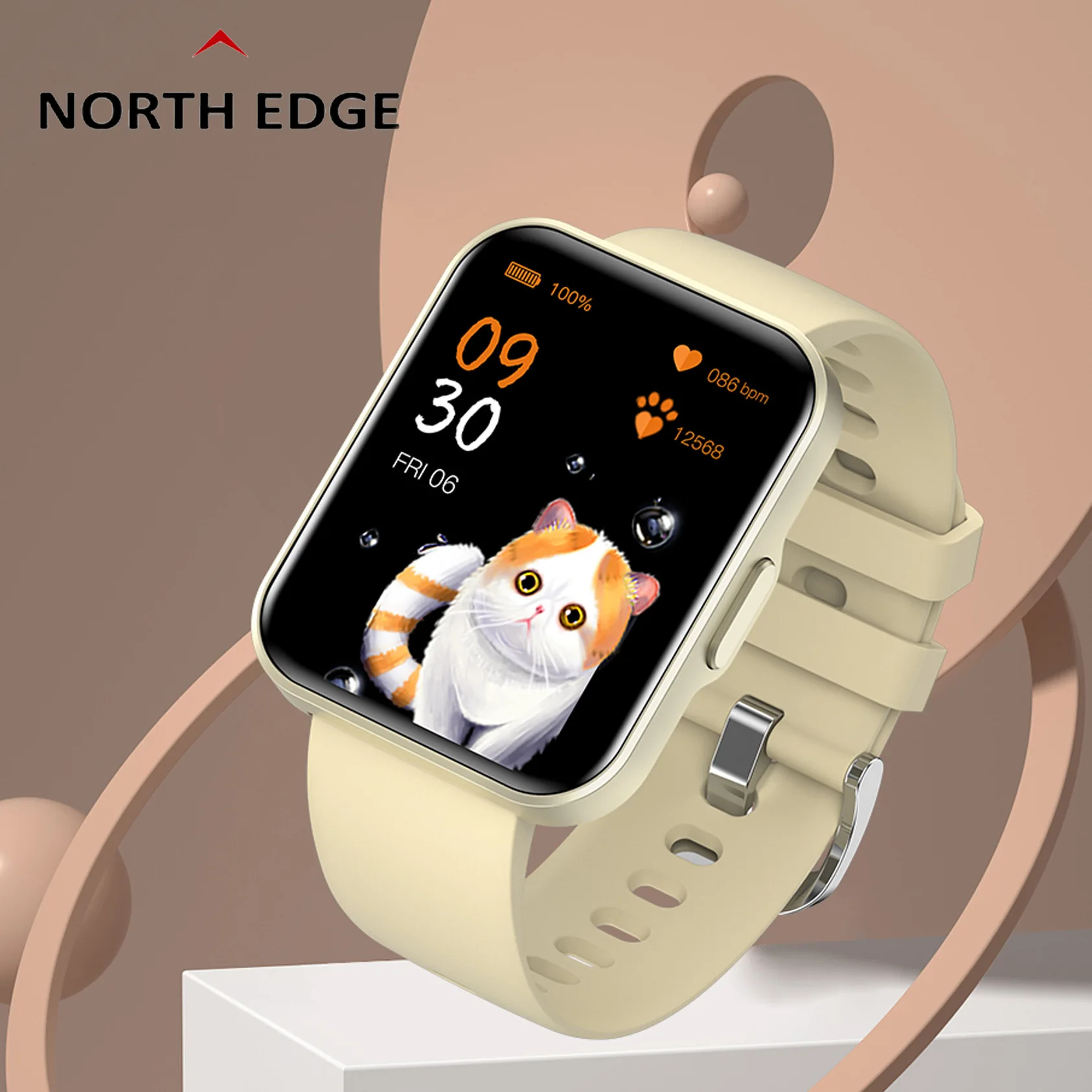 

Smart Watch Square Full Touch Screen Clock Heart Rate Blood