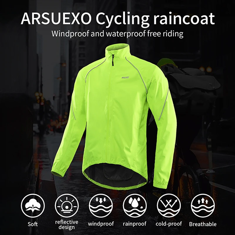 Arsuxeo à prova dwaterproof água ciclismo jaqueta homem windbreaker windproof à prova de chuva proteção solar bicicleta roupas motociclista capa de chuva