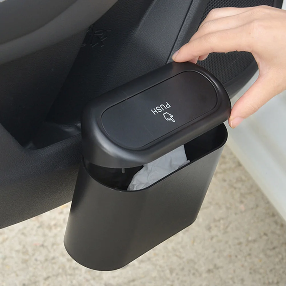 Hanging Car Trash Can Vehicle Garbage Dust Case Storage Box ABS Square Pressing Trash Bin Auto Interior Accessories Direct car trash can